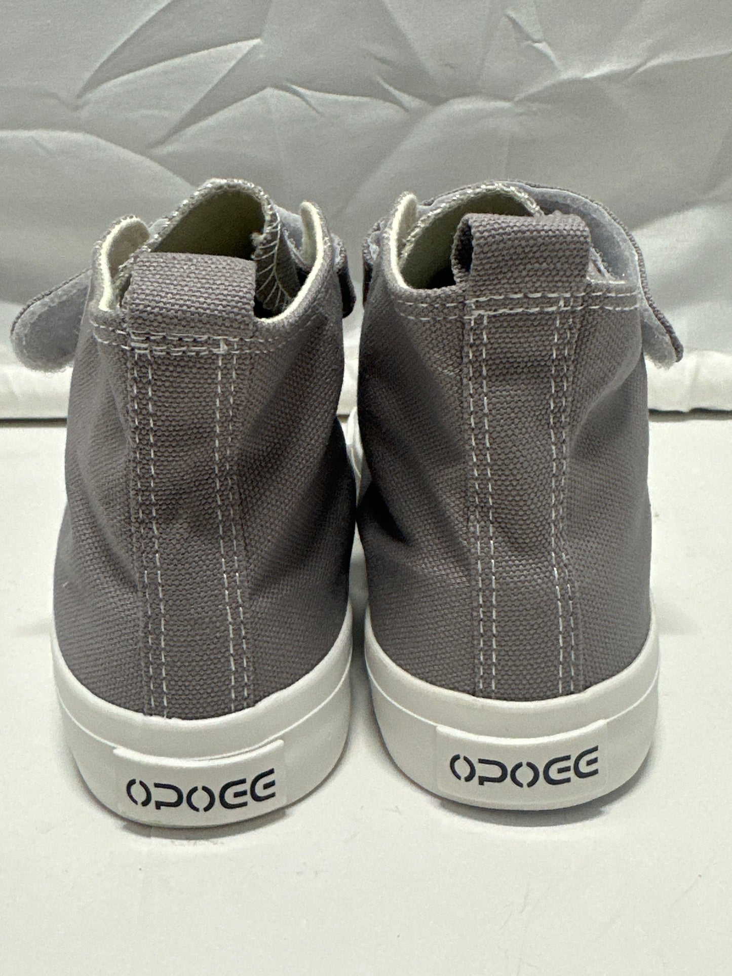 OPOEE Kids Canvas Sneakers Hook & Loop Shoes Gray US  1-3 (EU 32-34)