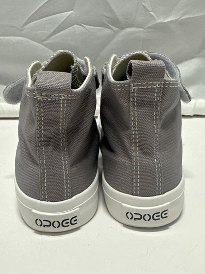 OPOEE Kids Canvas Sneakers Hook & Loop Shoes Gray US  1-3 (EU 32-34)