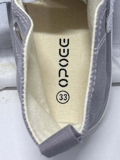 OPOEE Kids Canvas Sneakers Hook & Loop Shoes Gray US  1-3 (EU 32-34)