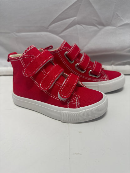 OPOEE Kids Canvas Sneakers Hook & Loop Shoes Red US  9-10.5 (EU 25-27)