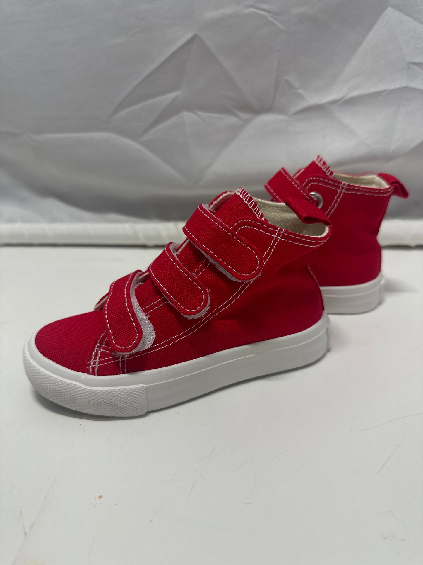 OPOEE Kids Canvas Sneakers Hook & Loop Shoes Red US  9-10.5 (EU 25-27)