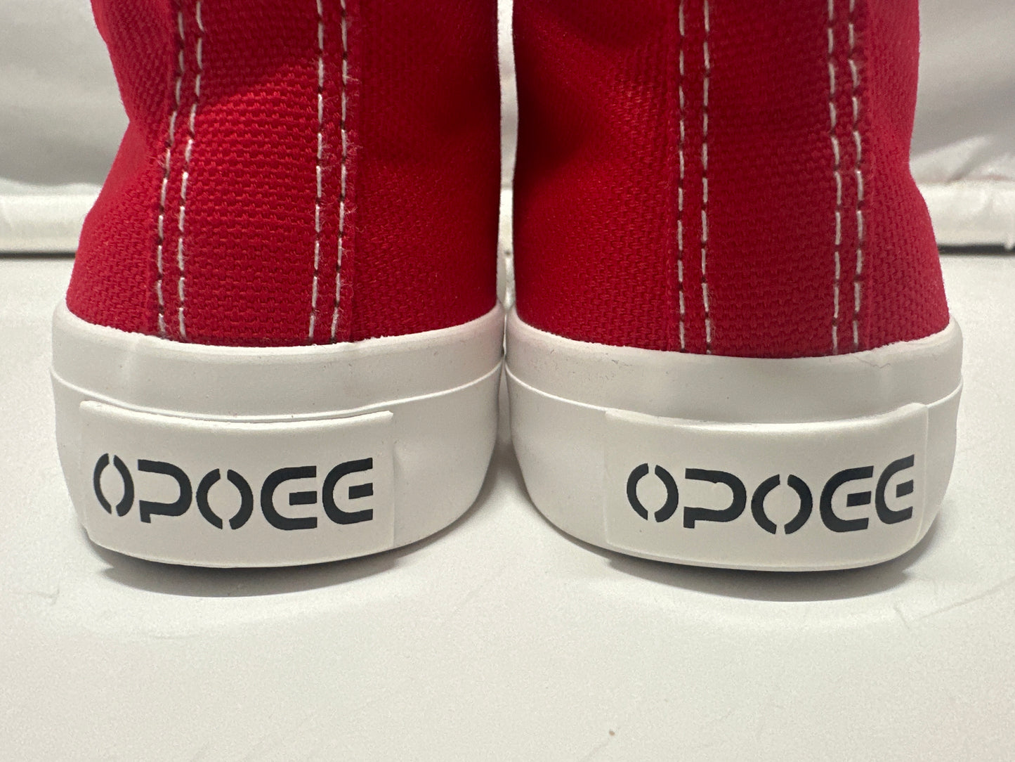OPOEE Kids Canvas Sneakers Hook & Loop Shoes Red US  9-10.5 (EU 25-27)
