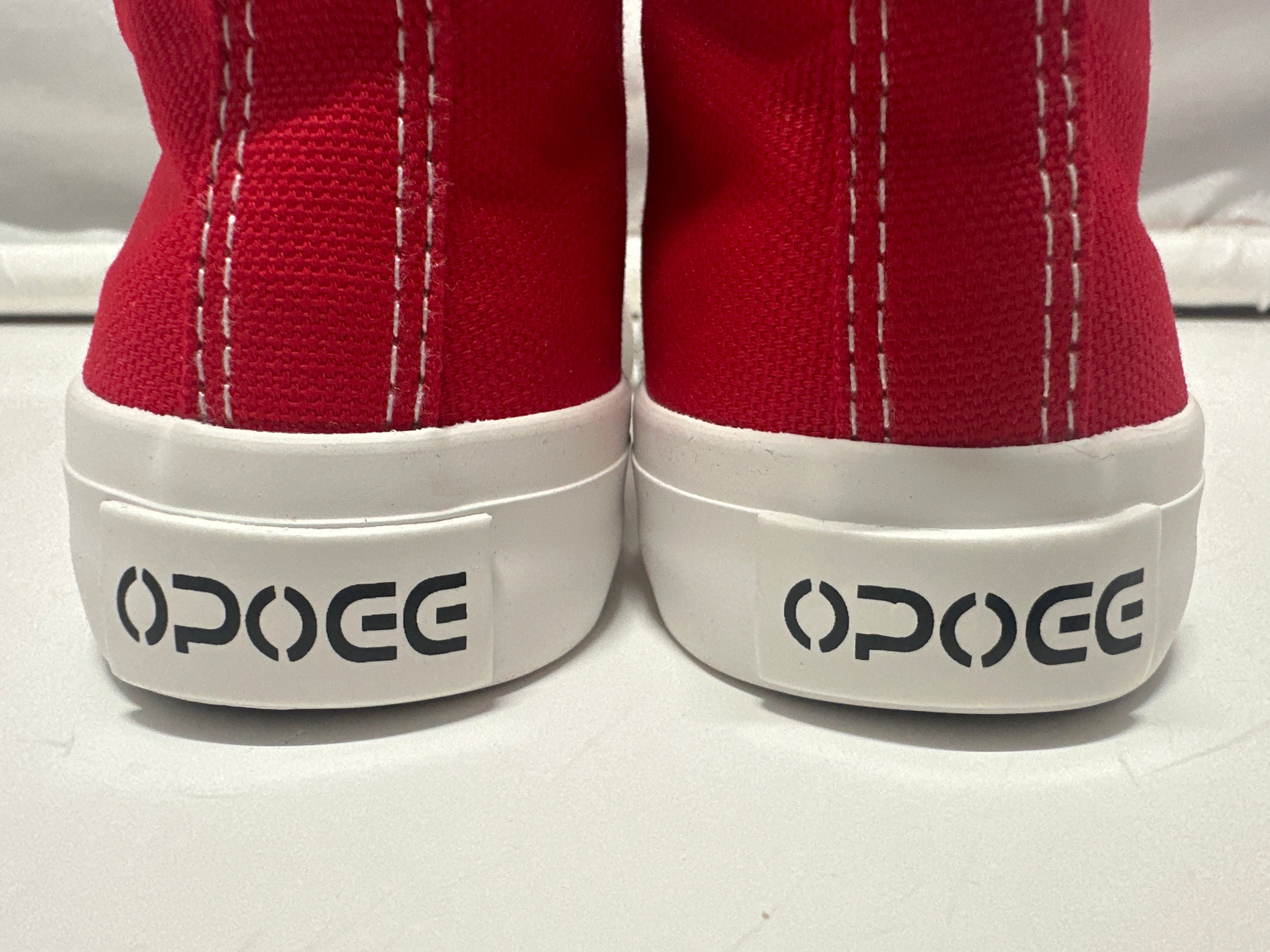 OPOEE Kids Canvas Sneakers Hook & Loop Shoes Red US  9-10.5 (EU 25-27)