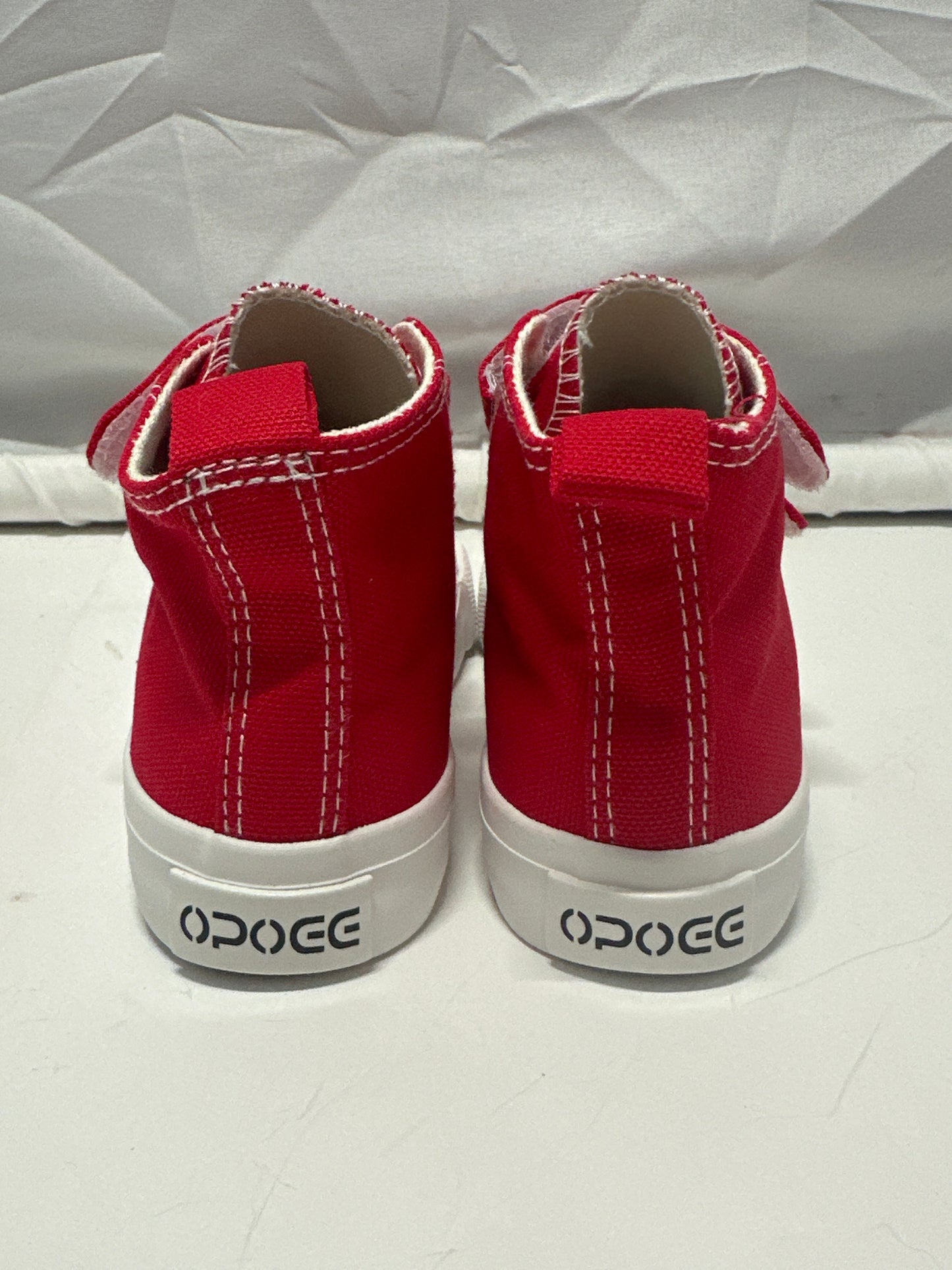 OPOEE Kids Canvas Sneakers Hook & Loop Shoes Red US  9-10.5 (EU 25-27)
