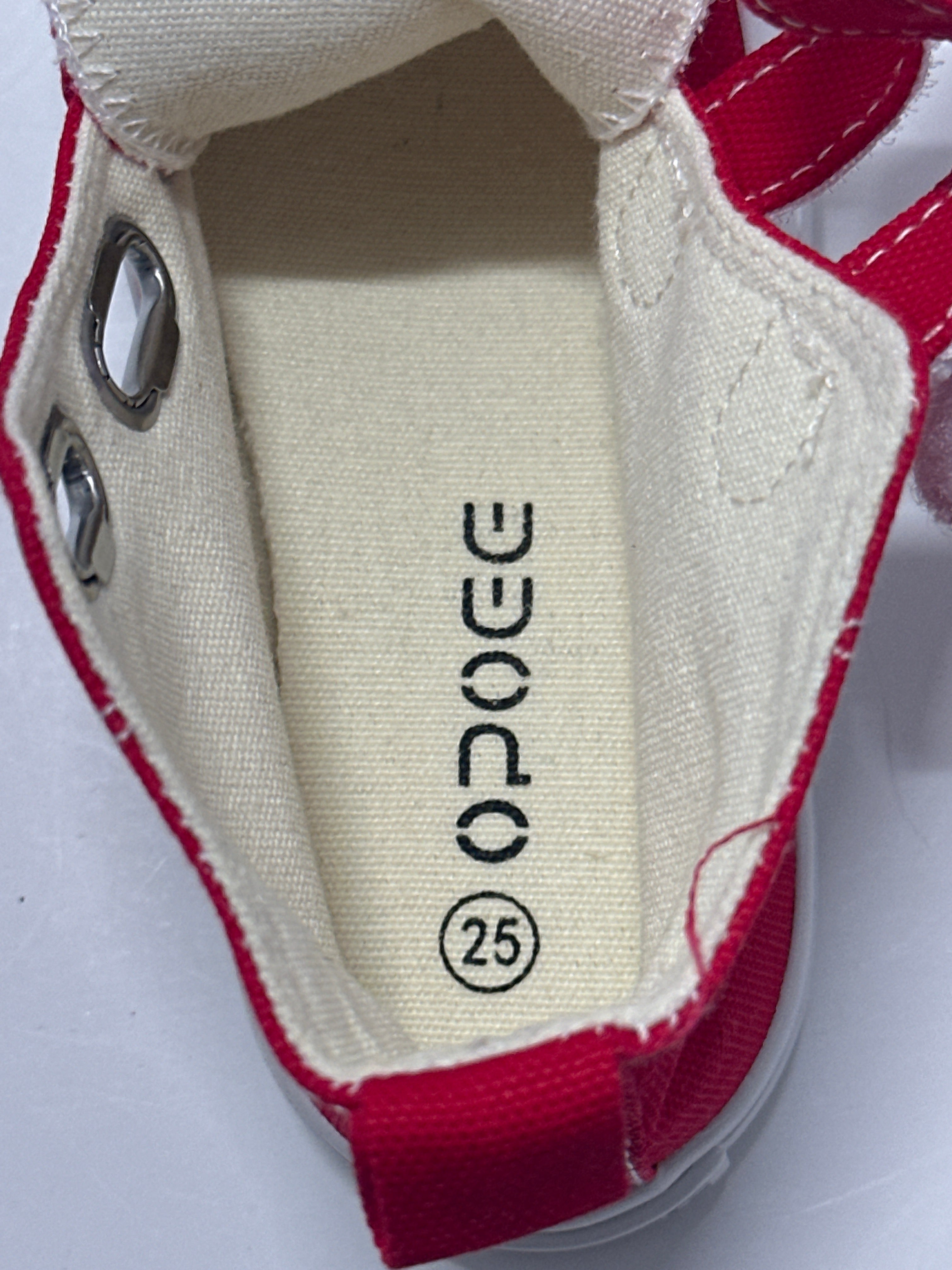 OPOEE Kids Canvas Sneakers Hook & Loop Shoes Red US  9-10.5 (EU 25-27)
