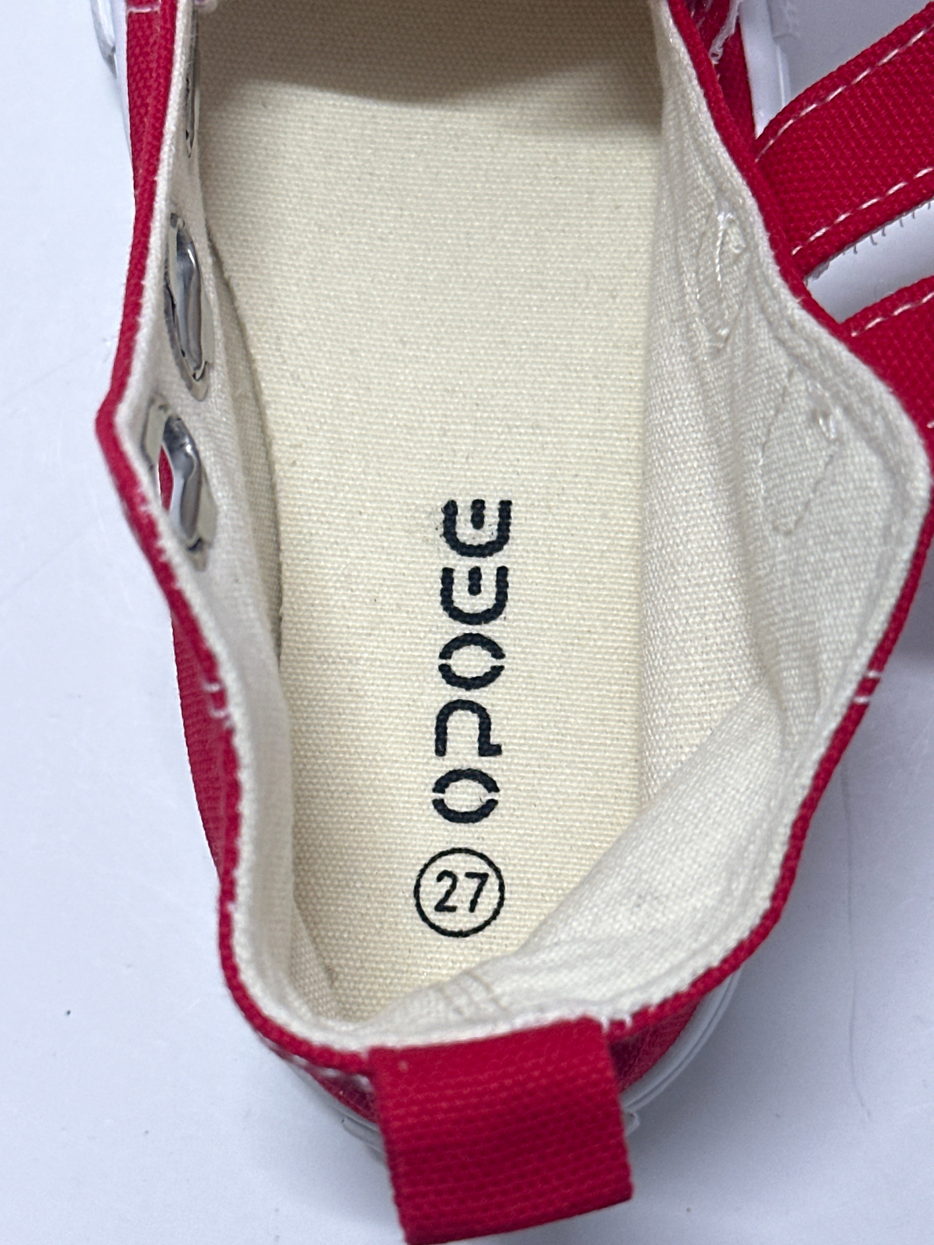 OPOEE Kids Canvas Sneakers Hook & Loop Shoes Red US  9-10.5 (EU 25-27)
