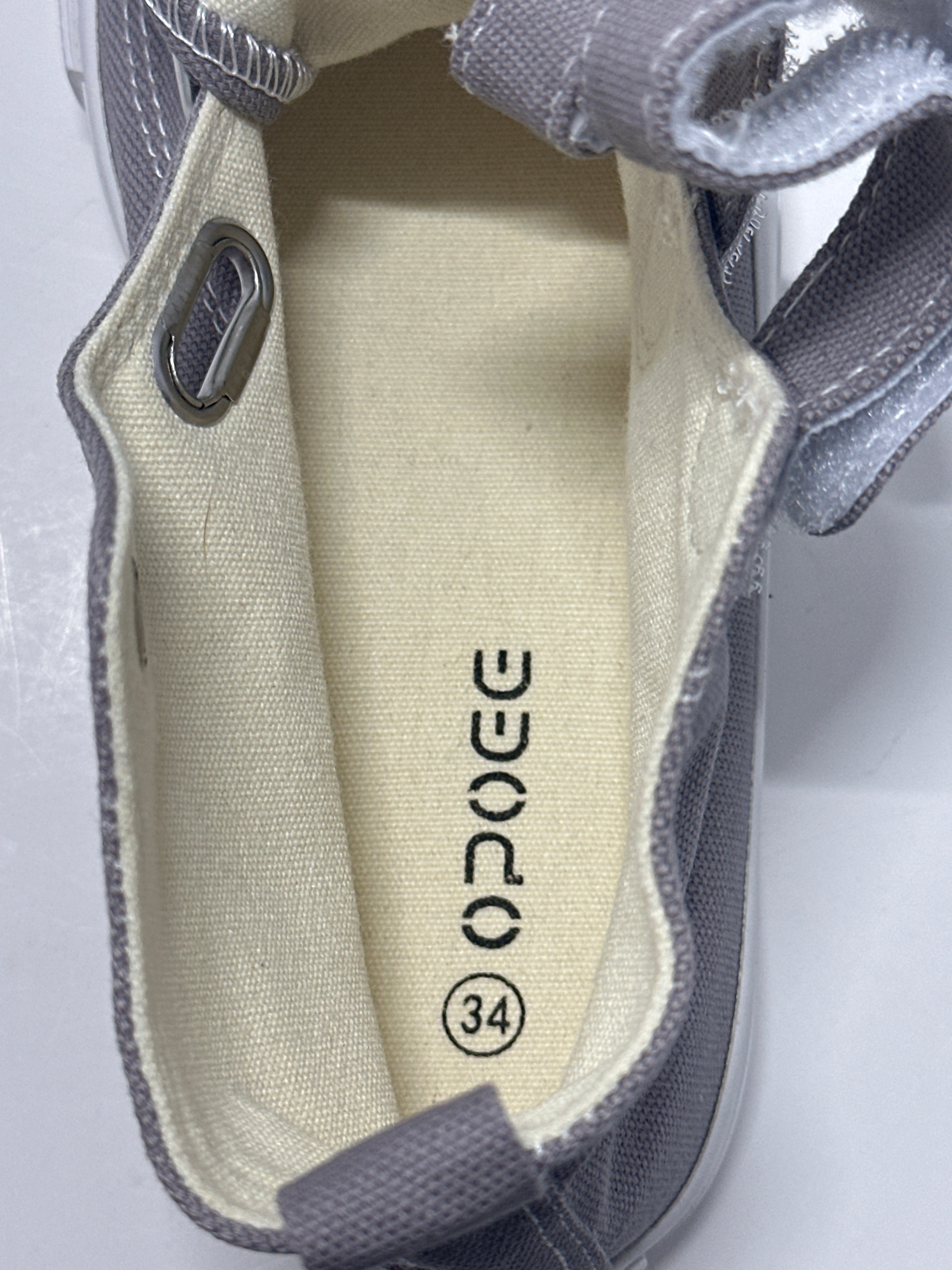 OPOEE Kids Canvas Sneakers Hook & Loop Shoes Gray US  1-3 (EU 32-34)