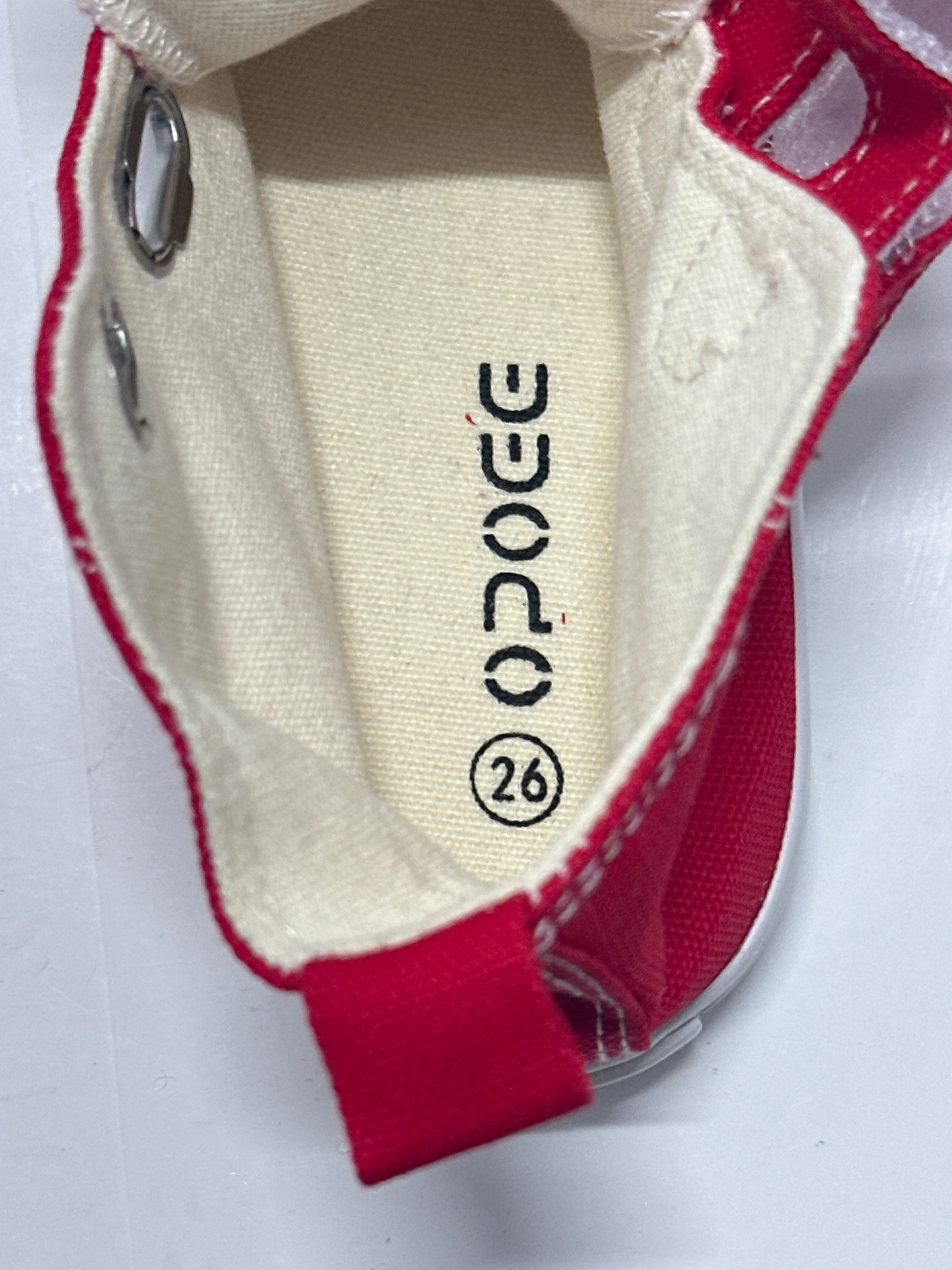 OPOEE Kids Canvas Sneakers Hook & Loop Shoes Red US  9-10.5 (EU 25-27)