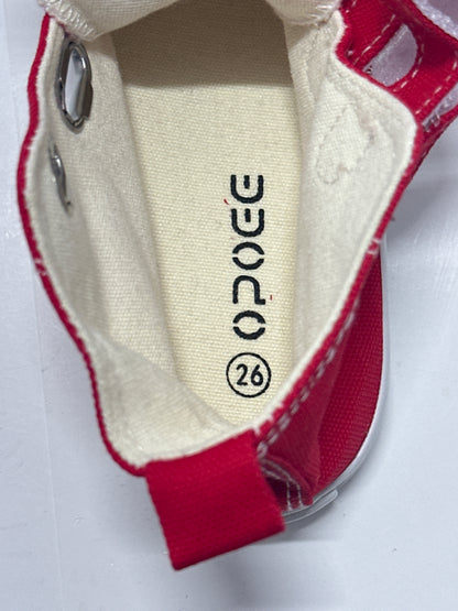 OPOEE Kids Canvas Sneakers Hook & Loop Shoes Red US  9-10.5 (EU 25-27)