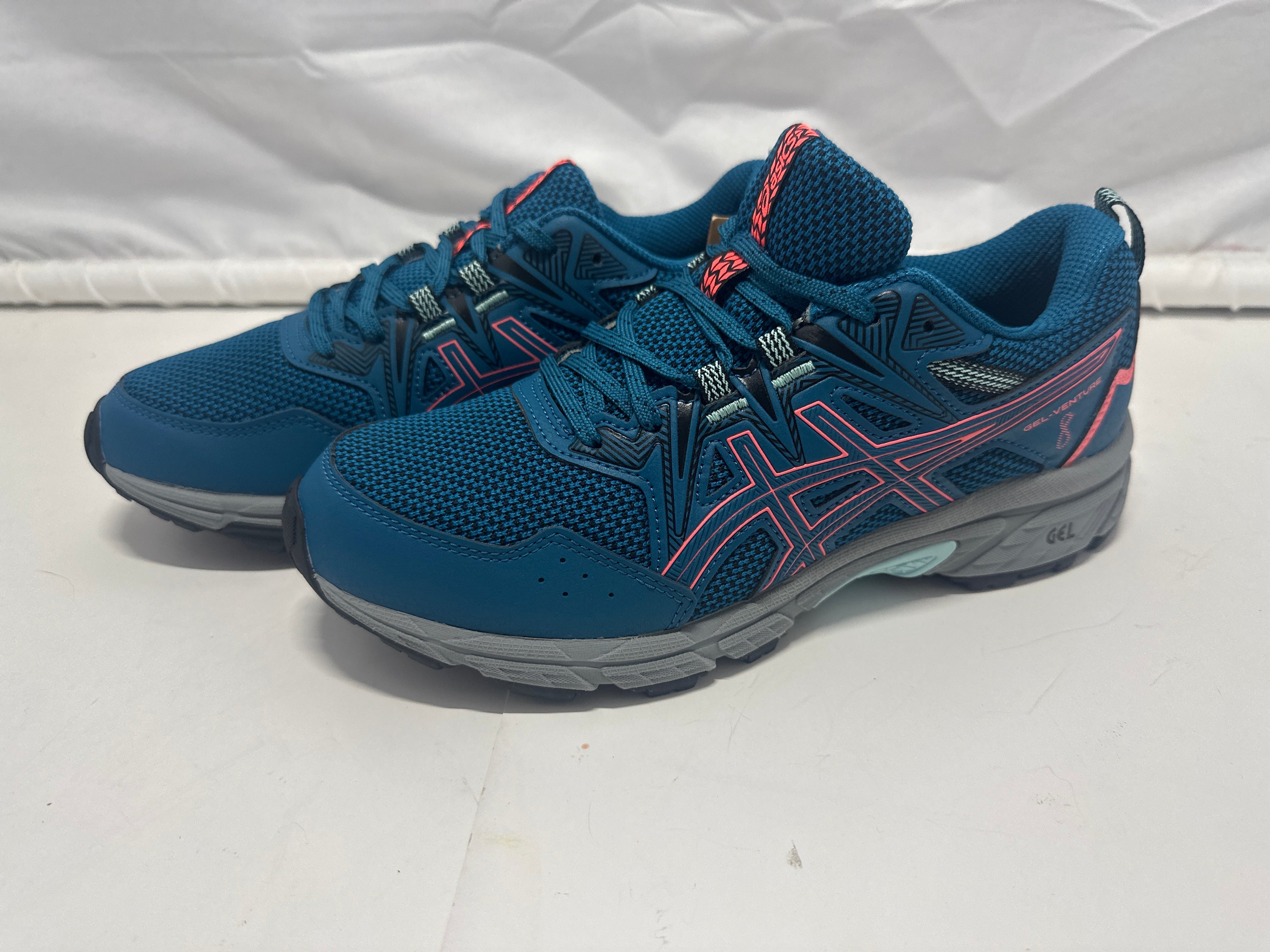 ASICS Gel-Venture 8 Women's Trail Shoes Deep Sea Teal Blazing Coral Size 7.5