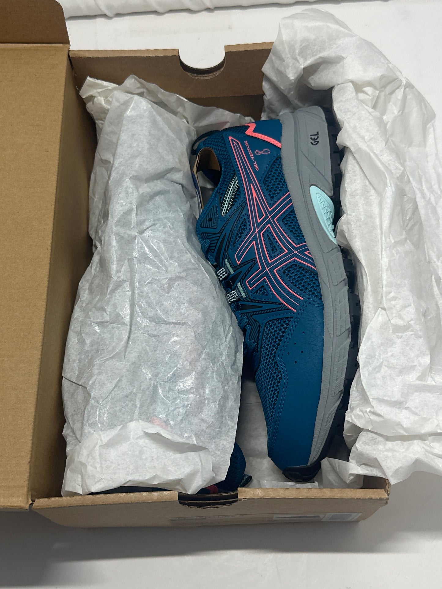 ASICS Gel-Venture 8 Women's Trail Shoes Deep Sea Teal Blazing Coral Size 7.5