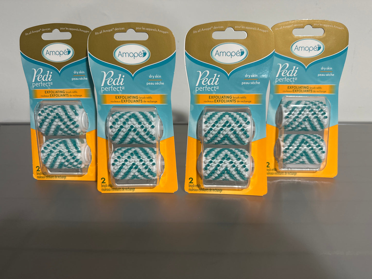 Amope Pedi Perfect Exfoliating Brush Refills – 4 Packs (2 Refills per Pack)