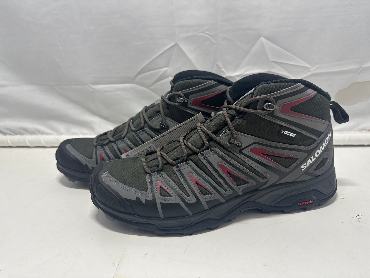 Salomon X Ultra Pioneer Mid CSWP Men's Hiking Boots Black Gray Red Size 10.5