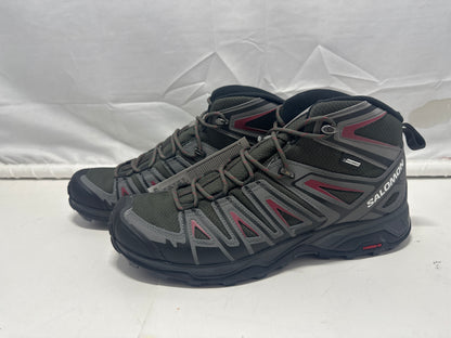 Salomon X Ultra Pioneer Mid CSWP Men's Hiking Boots Black Gray Red Size 10.5