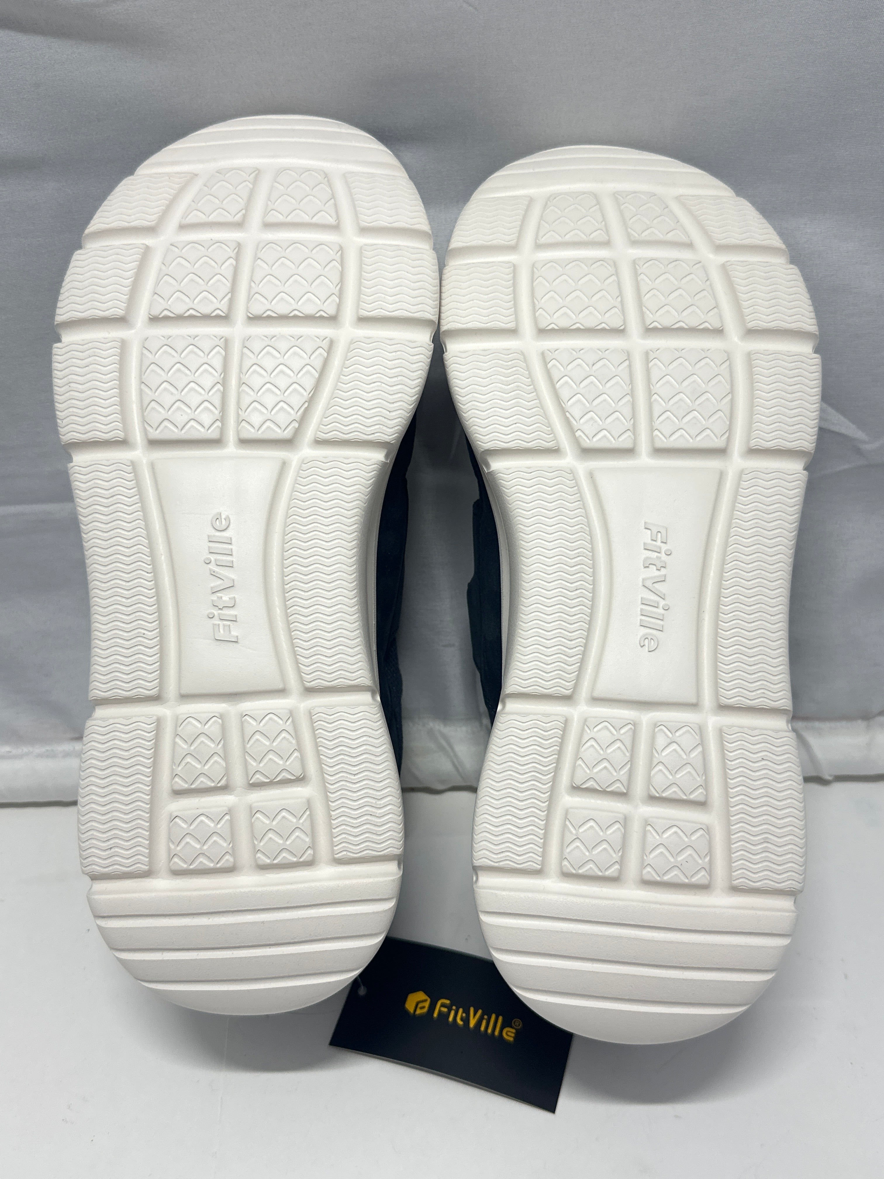 FitVille Cloud Wanderer V5 Men's Walking Shoes Navy Blue Hook Loop US 12W