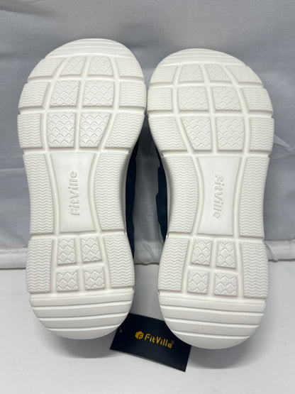 FitVille Cloud Wanderer V5 Men's Walking Shoes Navy Blue Hook Loop US 12W
