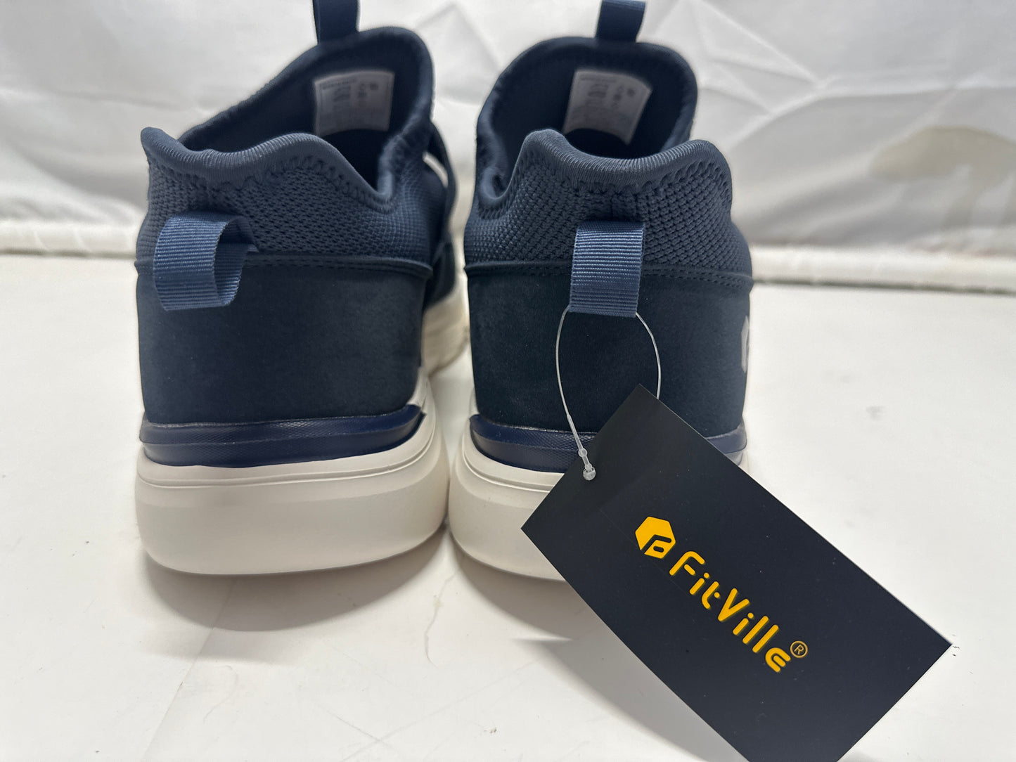 FitVille Cloud Wanderer V5 Men's Walking Shoes Navy Blue Hook Loop US 12W