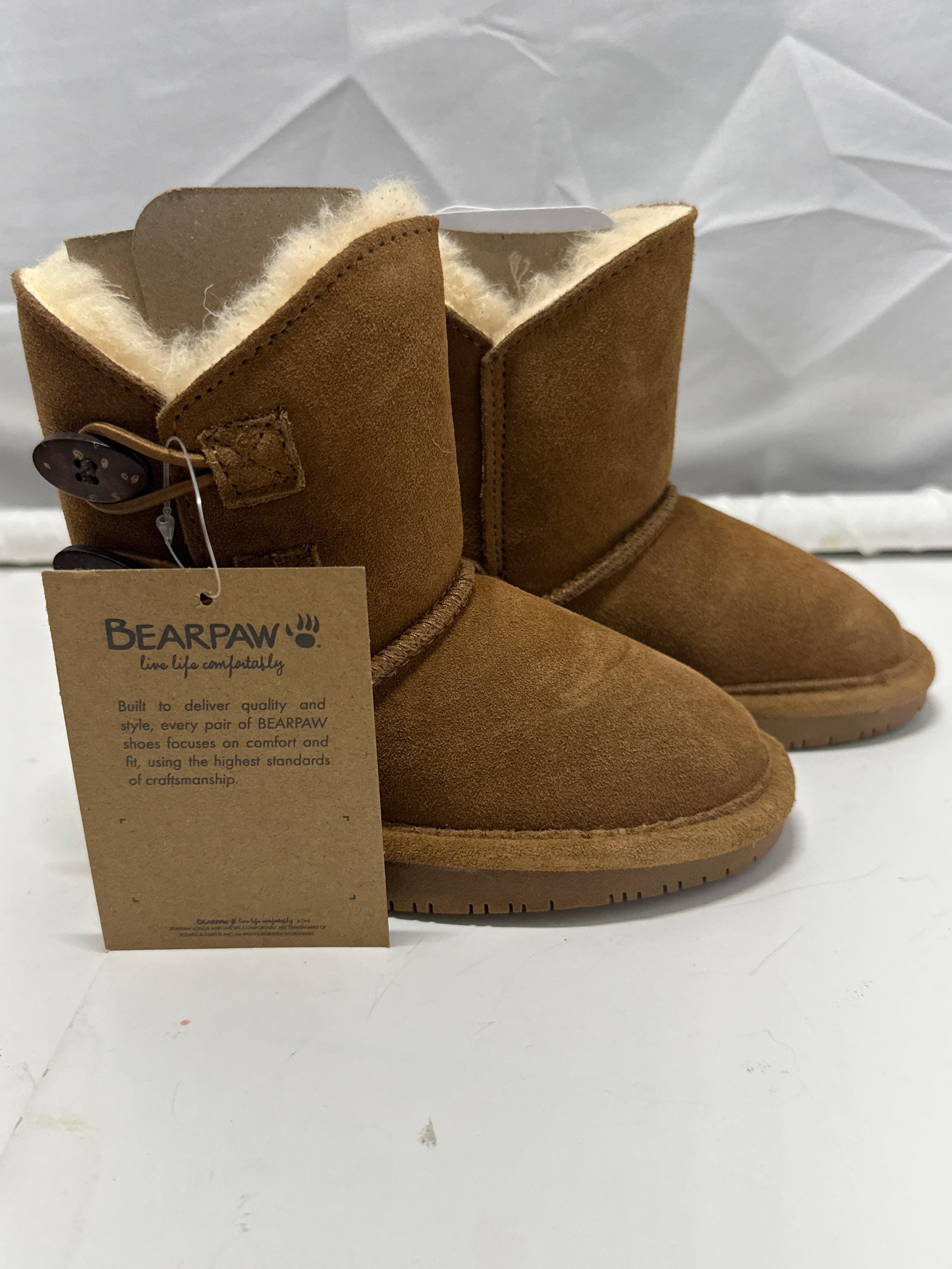 Bearpaw Rosaline Toddler Boots Hickory Brown Sheepskin Size 7 New