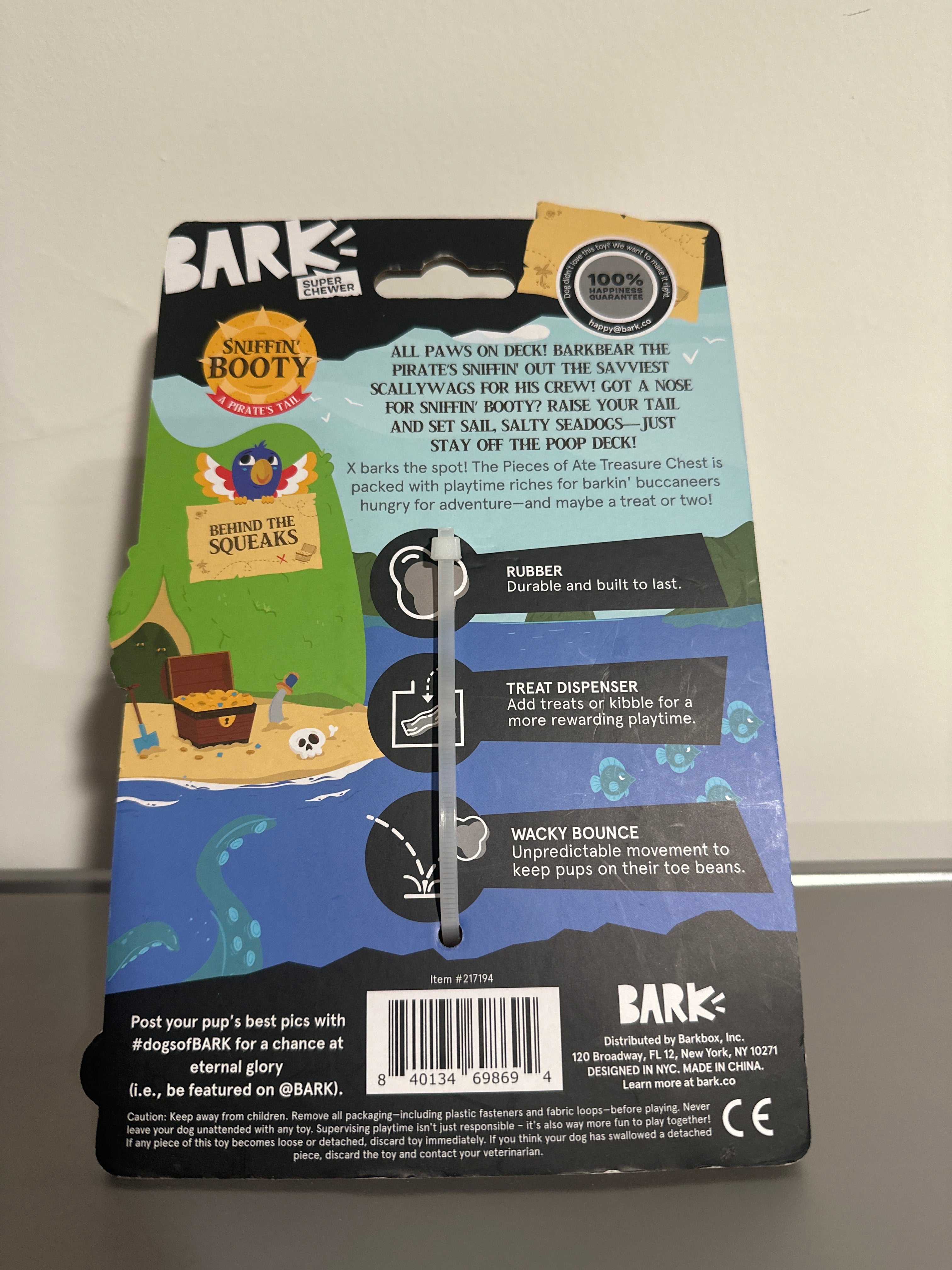 BARK Sniffin’ Booty Treat Dispenser Super Chewer Dog Toy