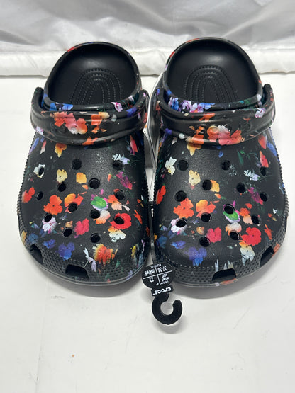 Crocs Classic Floral Print Clogs Black Women's M5 W7 EU 37-38