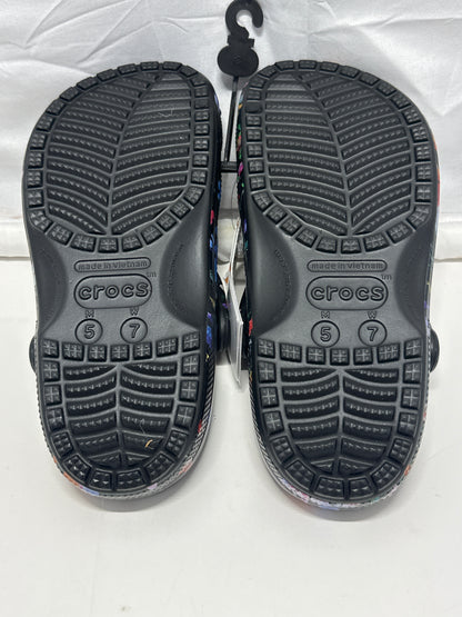 Crocs Classic Floral Print Clogs Black Women's M5 W7 EU 37-38