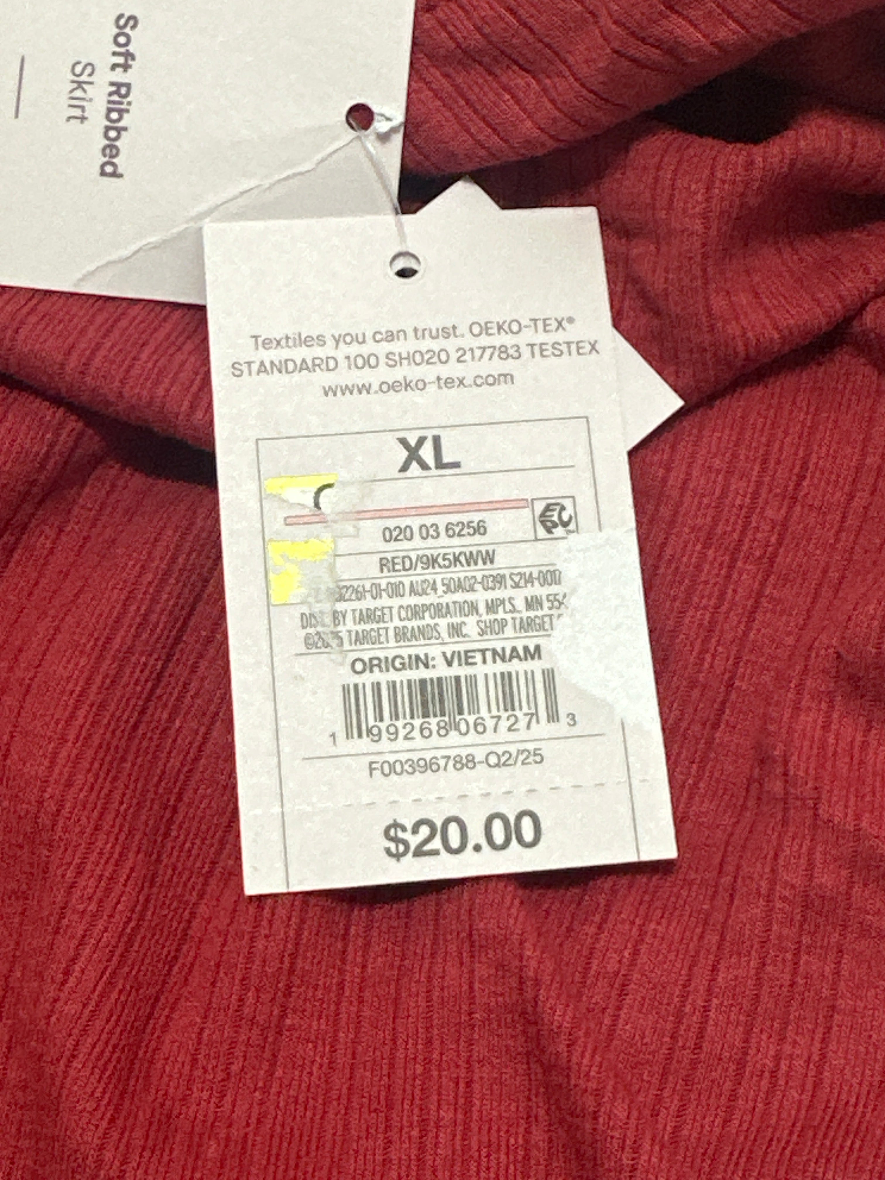 Auden Women's Soft Ribbed Sleep Lounge Skirt Red