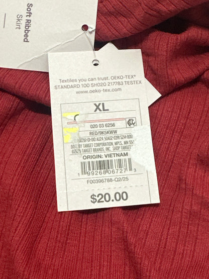 Auden Women's Soft Ribbed Sleep Lounge Skirt Red