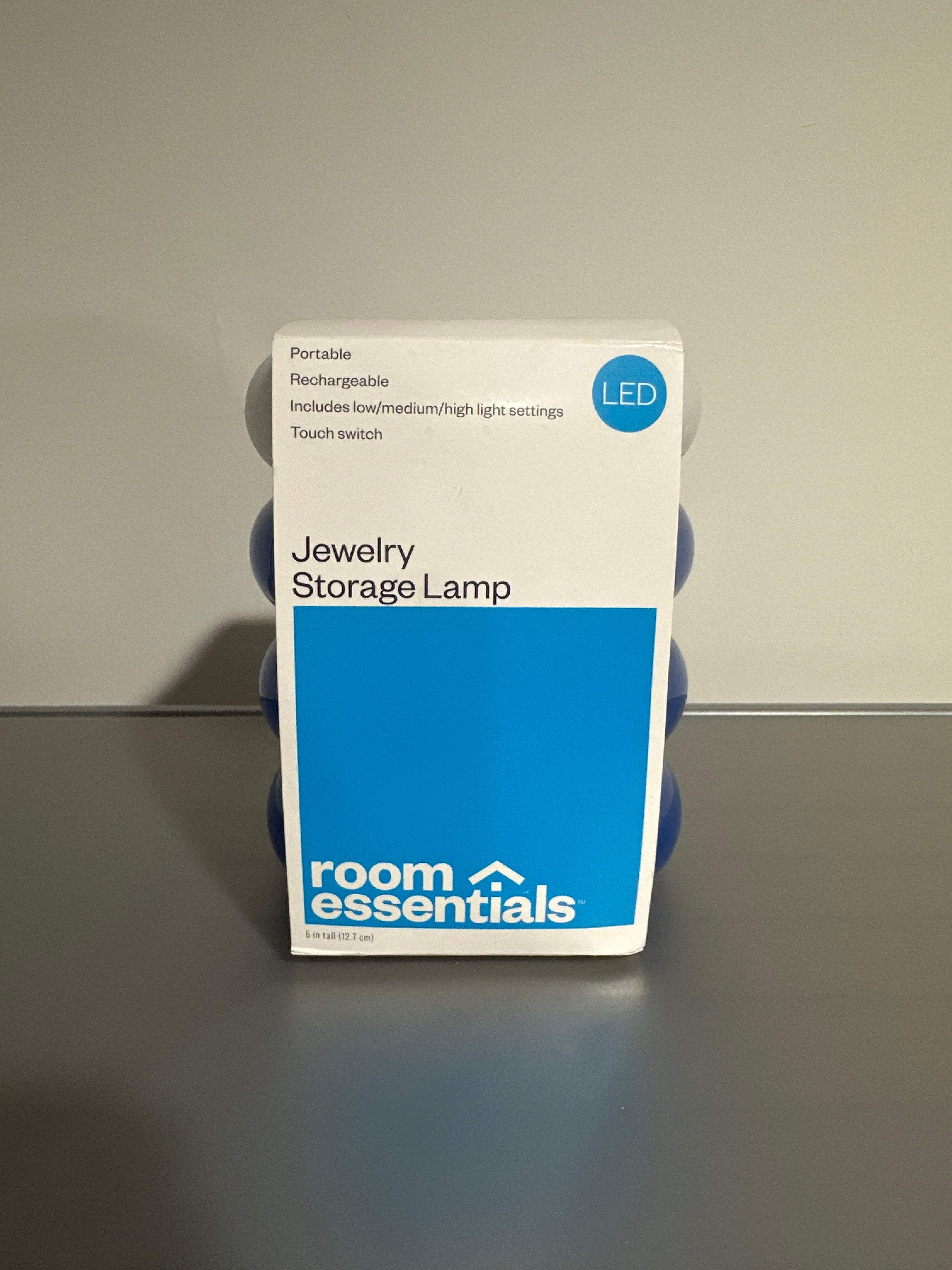 Room Essentials Cordless Storage Table Lamp with Rechargeable Battery Blue