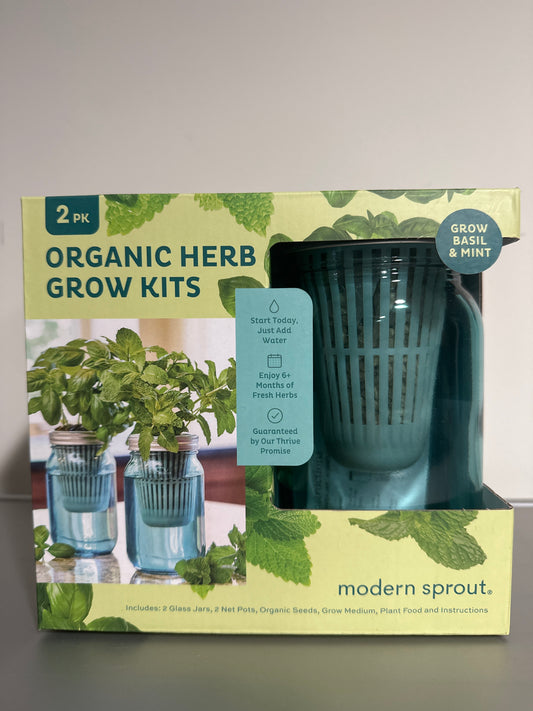 Modern Sprout Mason Jar Grow Kit 2-Pack – Basil & Mint