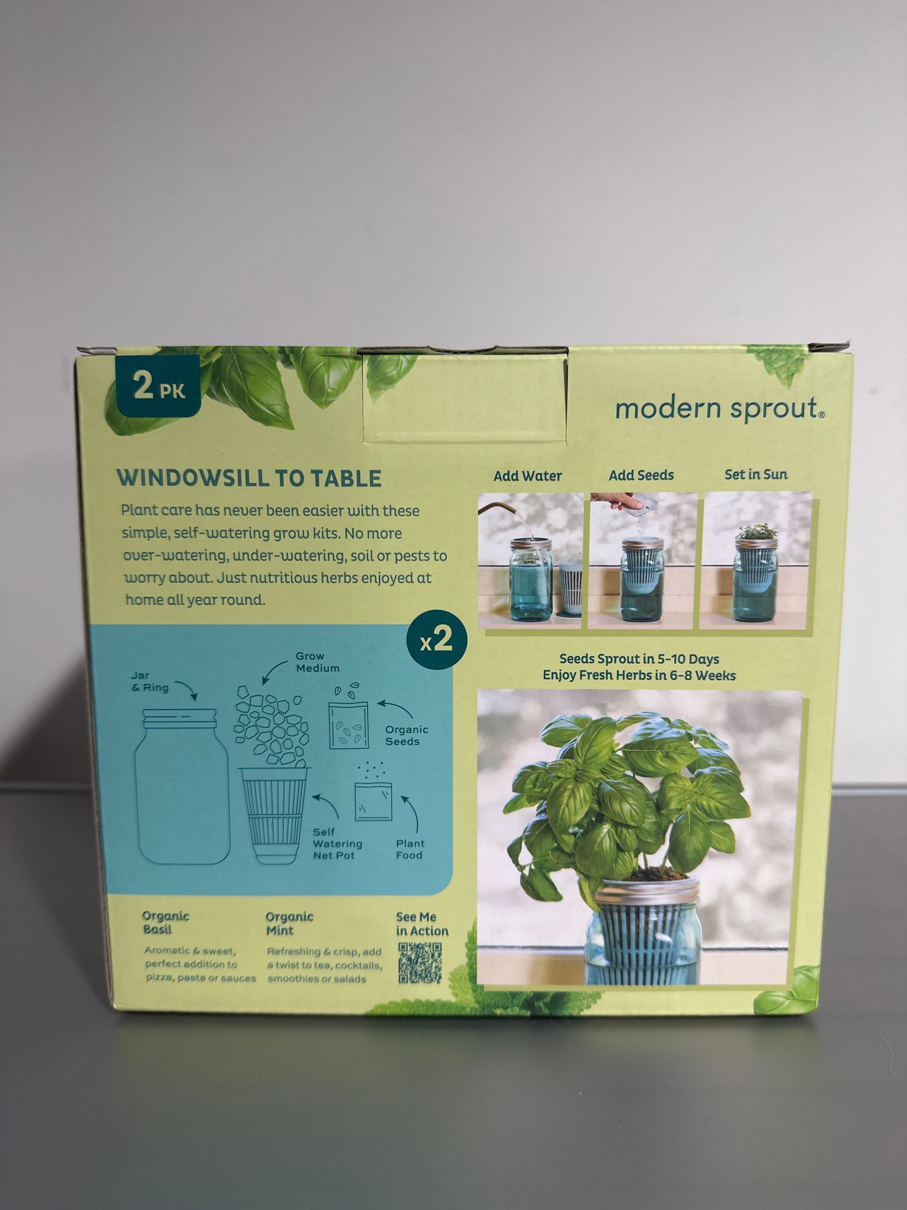Modern Sprout Mason Jar Grow Kit 2-Pack – Basil & Mint