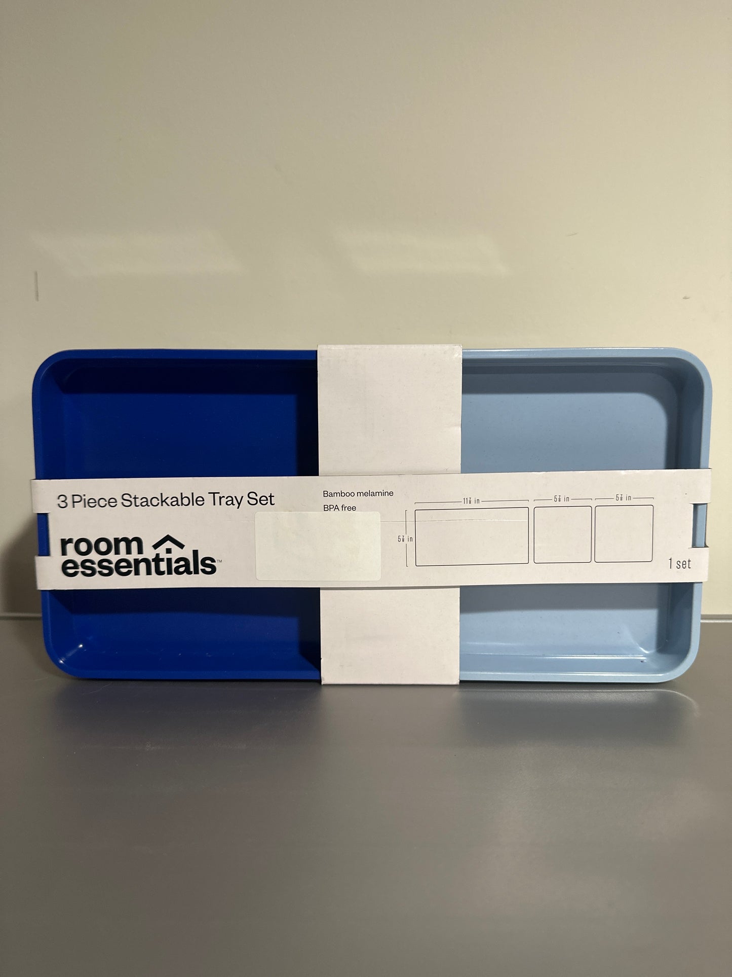 3pc Stackable Blue/Green Melamine Decorative Trays – Room Essentials™