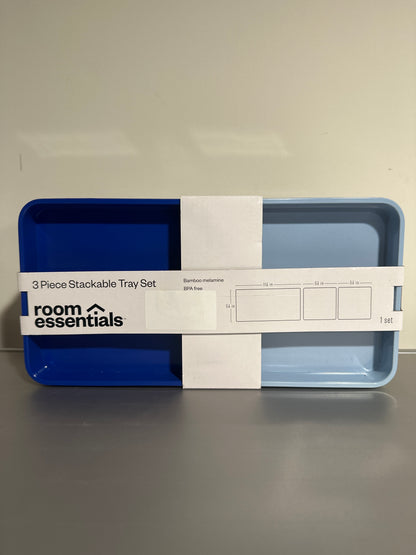 3pc Stackable Blue/Green Melamine Decorative Trays – Room Essentials™
