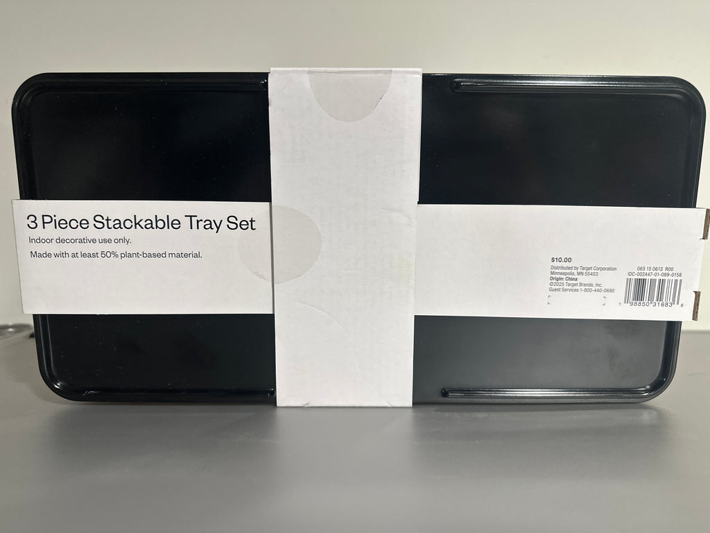 3pc Stackable Black Melamine Decorative Trays – Room Essentials™