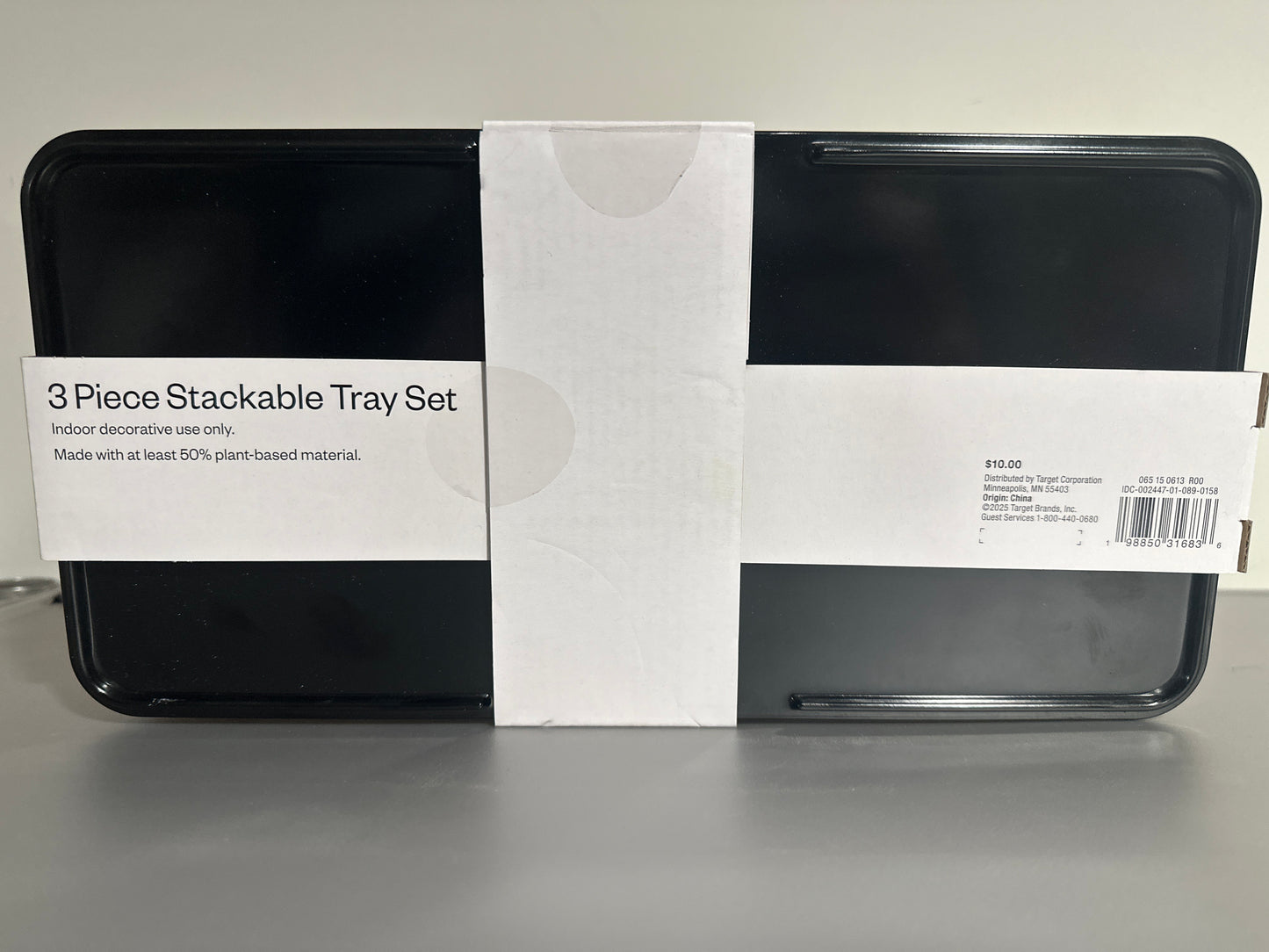 3pc Stackable Black Melamine Decorative Trays – Room Essentials™