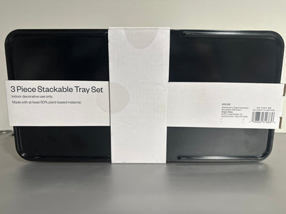 3pc Stackable Black Melamine Decorative Trays – Room Essentials™