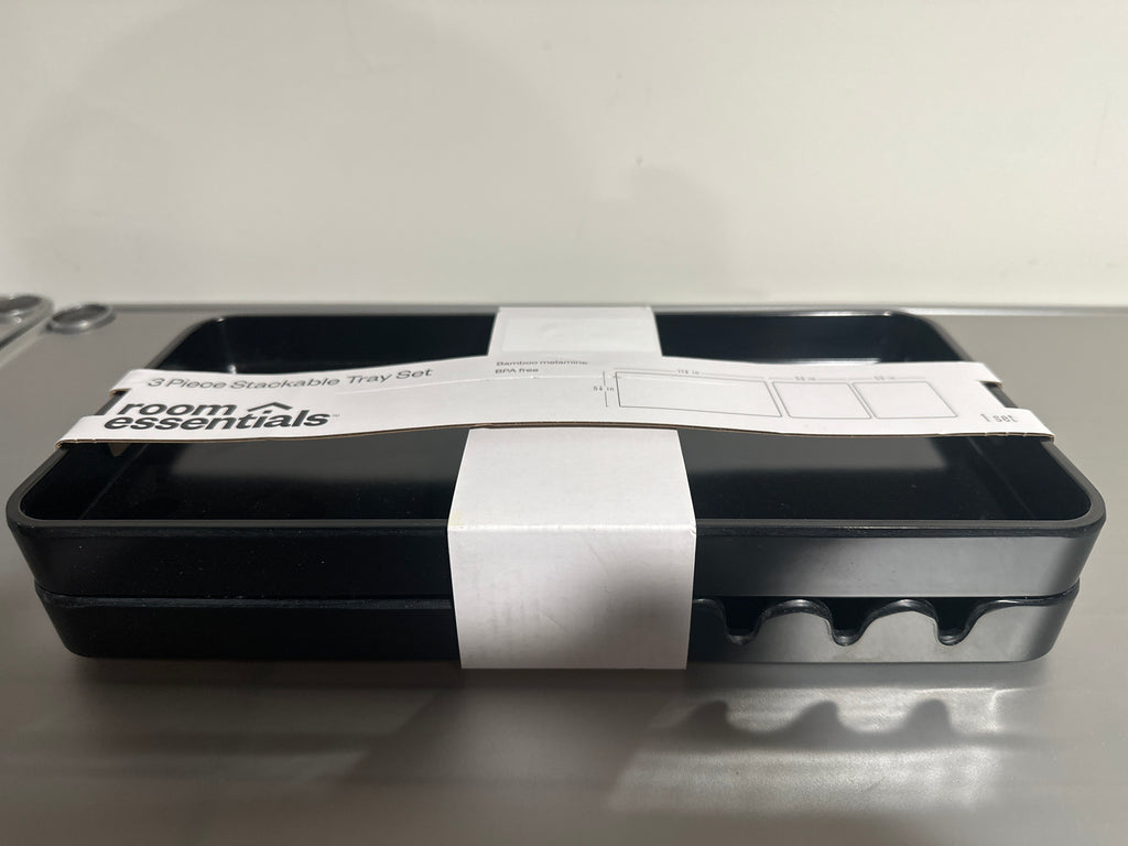 3pc Stackable Black Melamine Decorative Trays – Room Essentials™