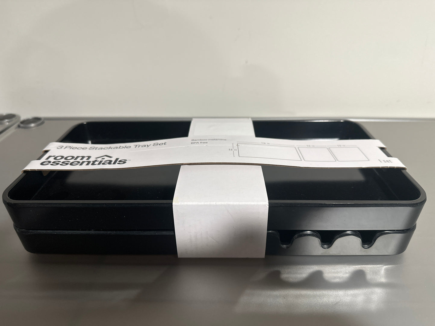 3pc Stackable Black Melamine Decorative Trays – Room Essentials™