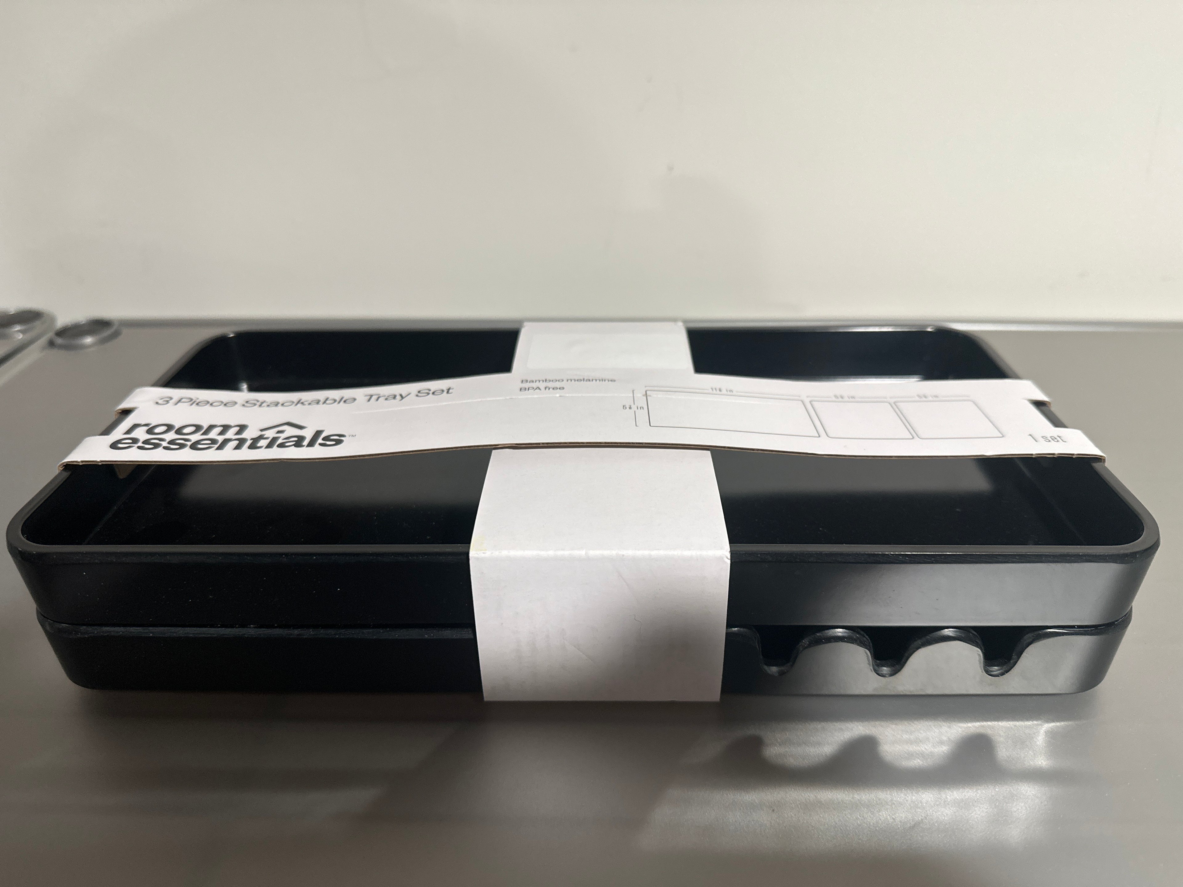 3pc Stackable Black Melamine Decorative Trays – Room Essentials™
