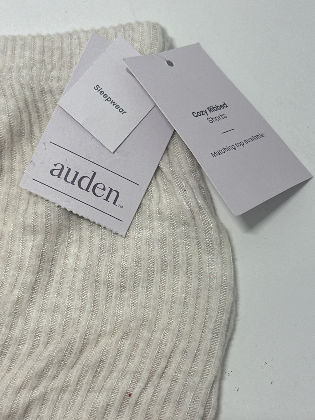 Auden Cozy Ribbed Sleep Shorts Ivory Women's Lounge Pajama Bottoms