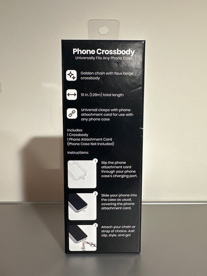 Hello Lux Phone Crossbody Strap – Golden Chain with Beige Faux Leather