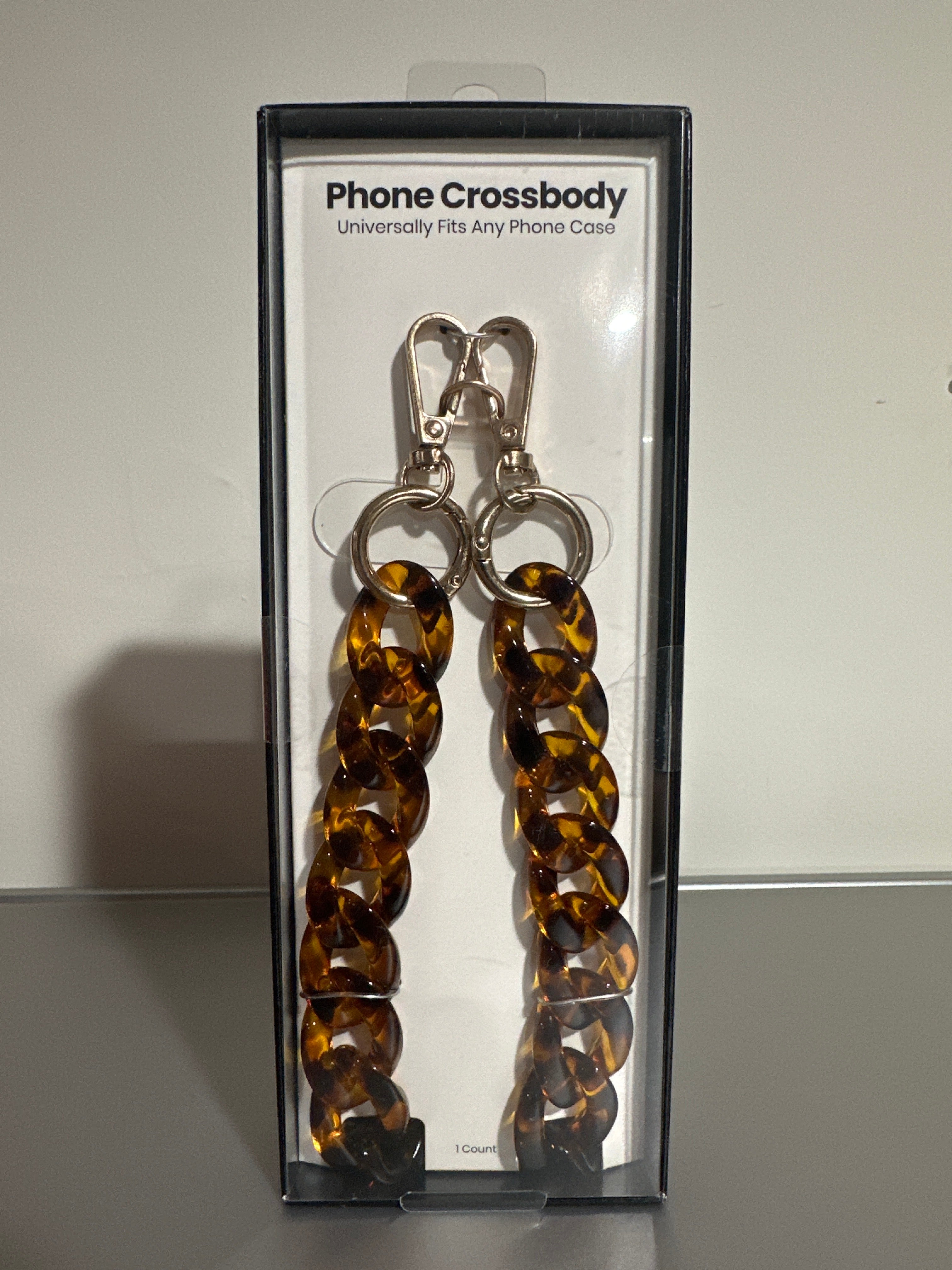 Hello Lux Phone Crossbody strap - Tortoise Resin Link Chain