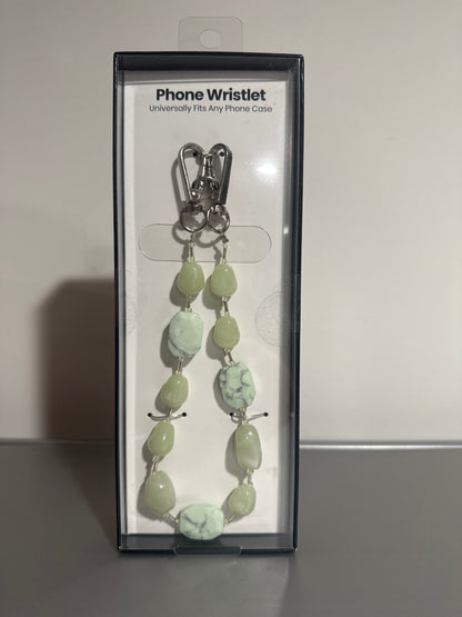 Hello Lux Phone Wristlet Green Stone Beaded Chain