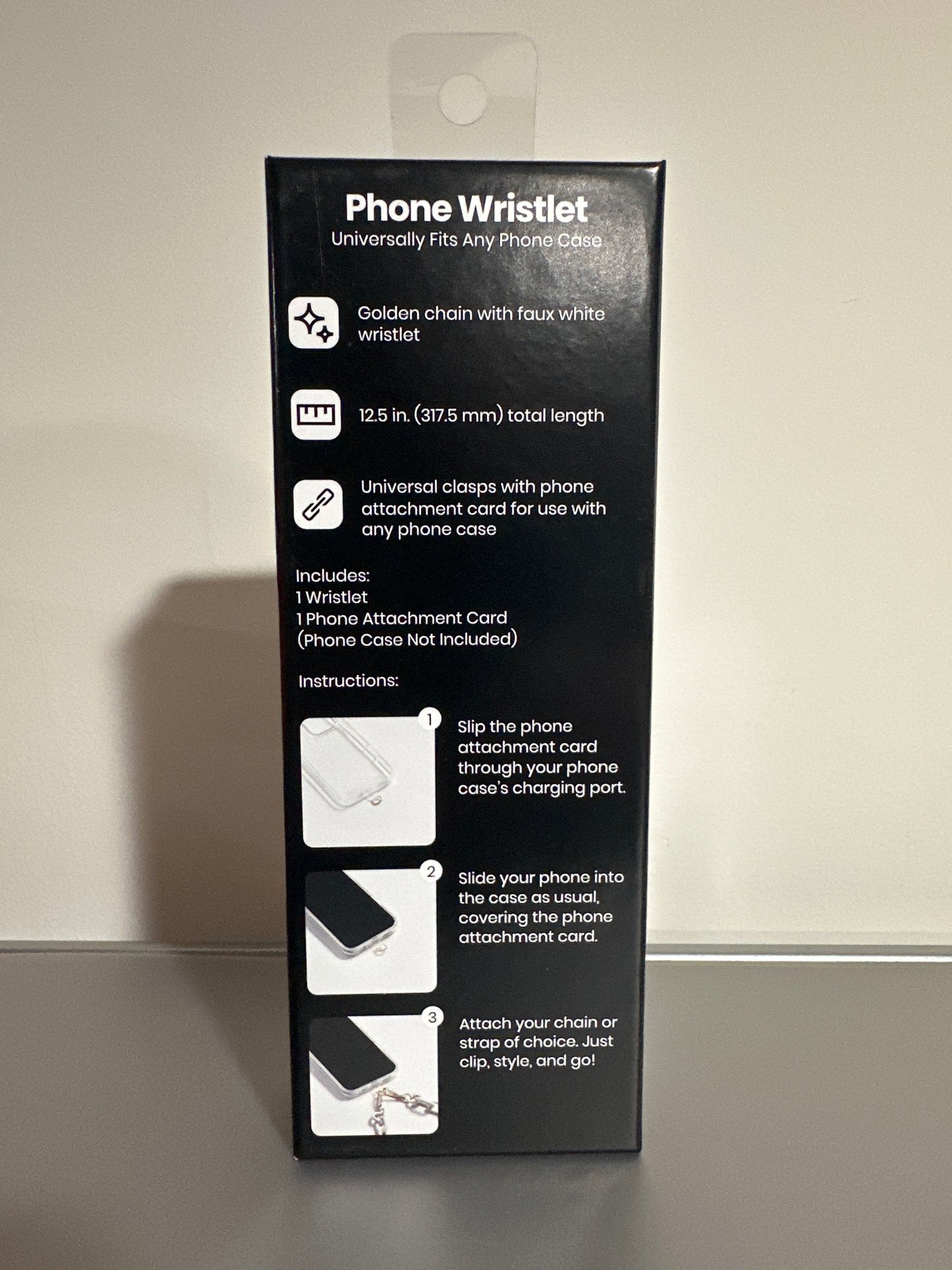 Hello Lux Phone Wristlet Golden Chain with Faux White Leather