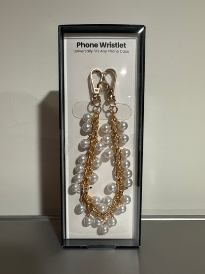Hello Lux Phone Wristlet – Golden Chain with Faux Pearls