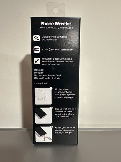 Hello Lux Phone Wristlet – Golden Chain with Faux Pearls