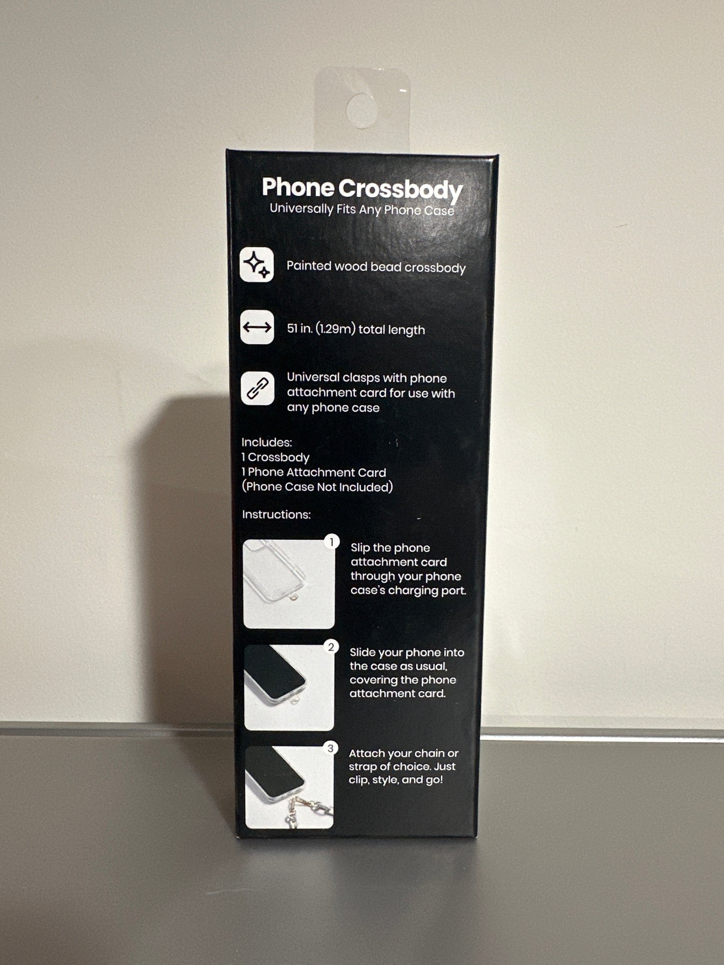 Hello Lux Phone Crossbody Painted Blue Wood Bead Chain