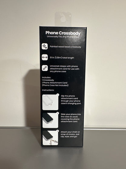 Hello Lux Phone Crossbody Painted Blue Wood Bead Chain