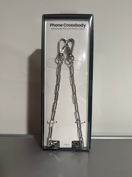 Hello Lux Phone Crossbody Silver Paper Clip Chain