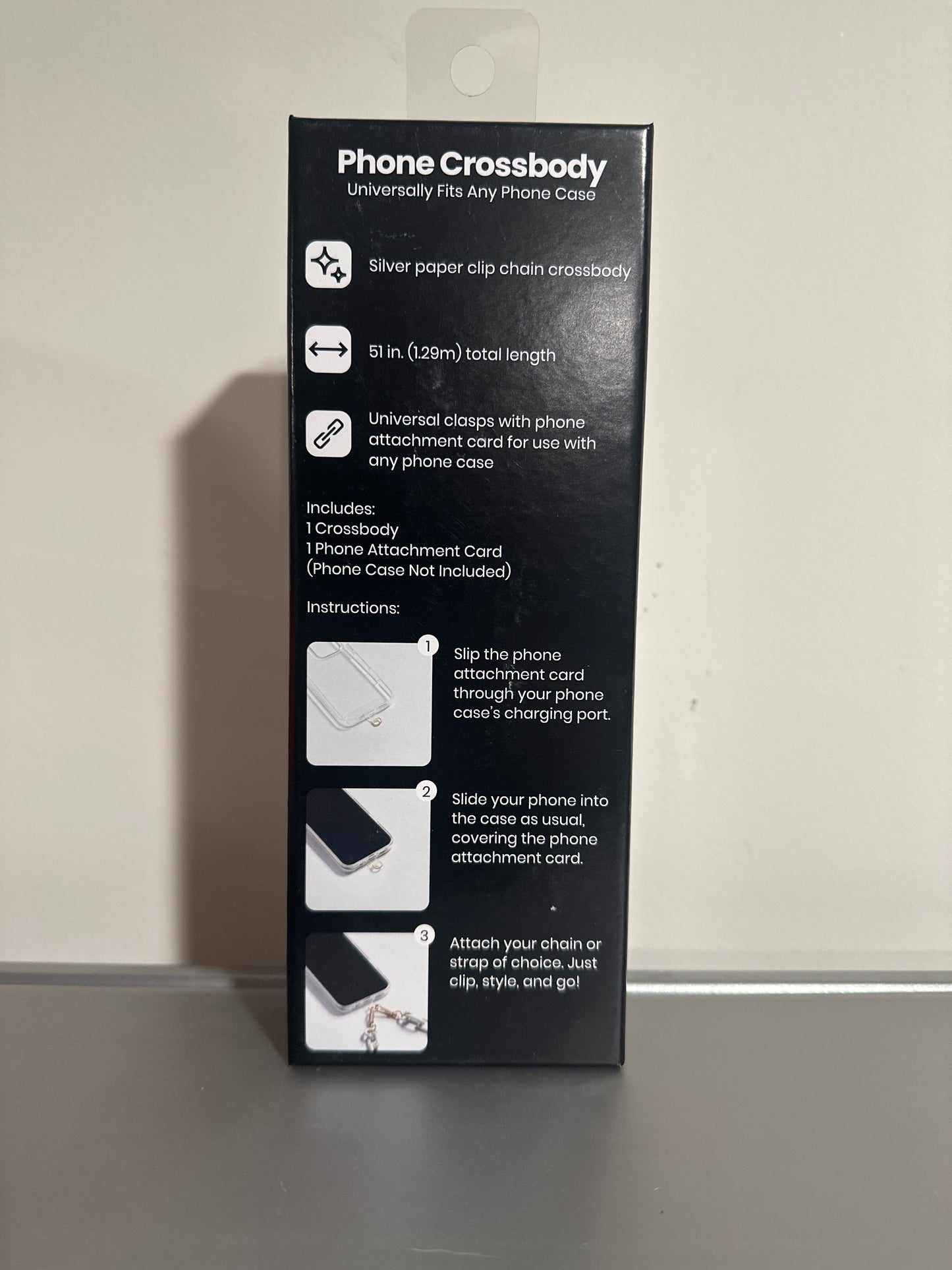 Hello Lux Phone Crossbody Silver Paper Clip Chain