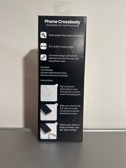 Hello Lux Phone Crossbody Silver Paper Clip Chain